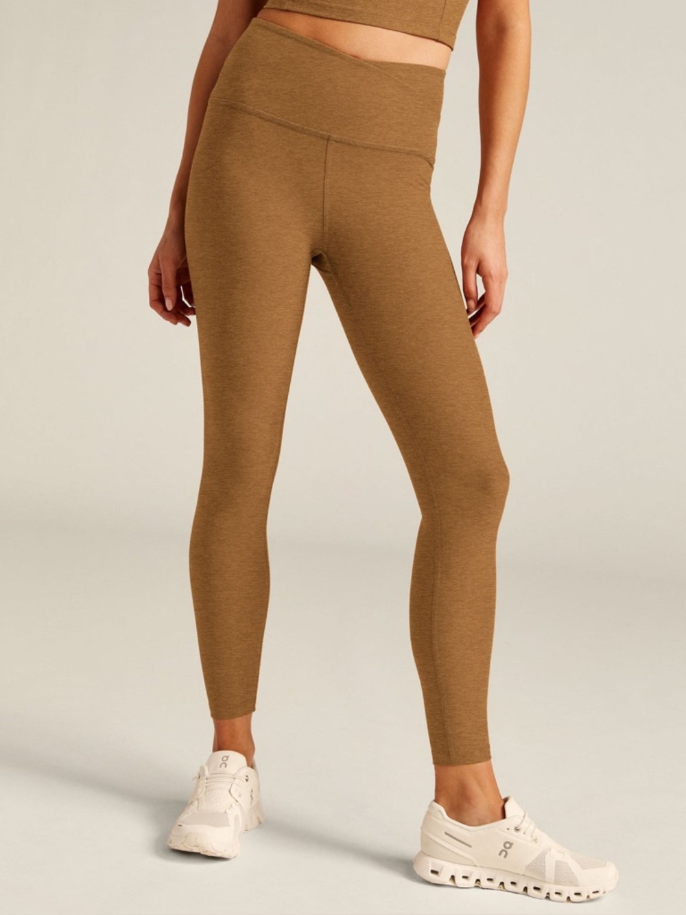 BEYOND YOGA AT YOUR LEISURE HIGH WAIST MIDI LEGGING - CARMEL TOFFEE HEATHER  S